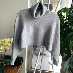 wilfred Free cropped turtle neck knit sweater - grey